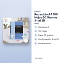 RECAMBIO A4 100 HOJAS 60 GRAMOS 4-TAL 2R - características principales