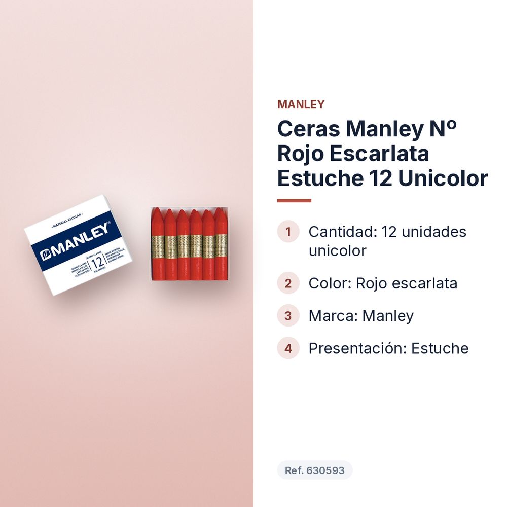 CERAS MANLEY Nº ROJO ESCARLATA ESTUCHE 12 UNICOLOR - características principales