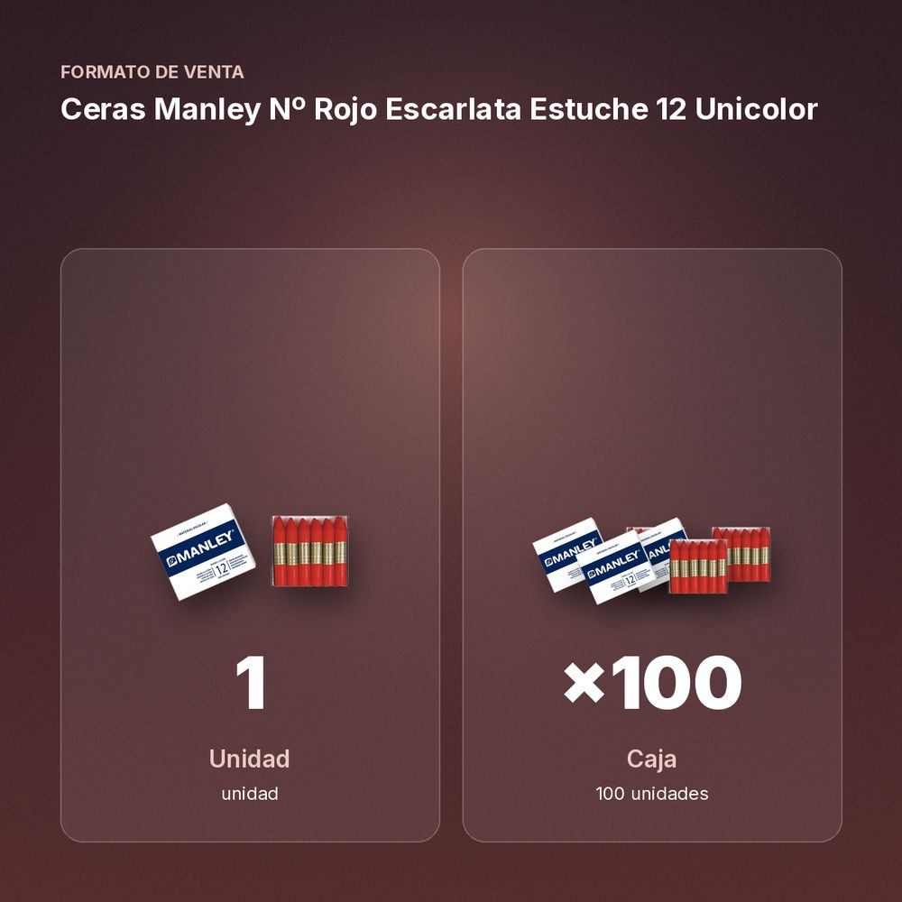 CERAS MANLEY Nº ROJO ESCARLATA ESTUCHE 12 UNICOLOR - formato de venta: caja de 100