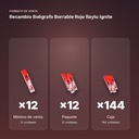 RECAMBIO BOLIGRAFO BORRABLE ROJO RAYLU IGNITE - formato de venta: paquete de 12, caja de 144