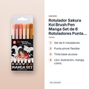 ROTULADOR SAKURA KOI BRUSH PEN MANGA SET DE 6 ROTULADORES PUNTA PINCEL - características principales