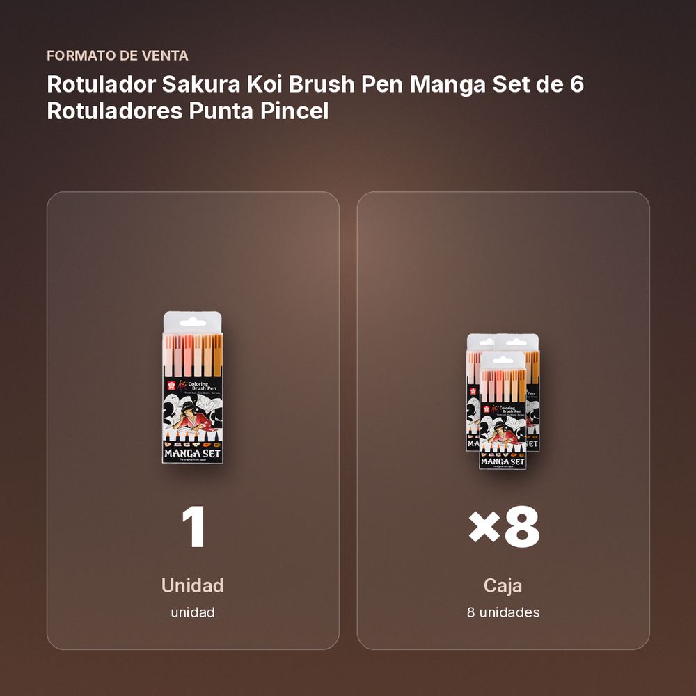 ROTULADOR SAKURA KOI BRUSH PEN MANGA SET DE 6 ROTULADORES PUNTA PINCEL - formato de venta: caja de 8