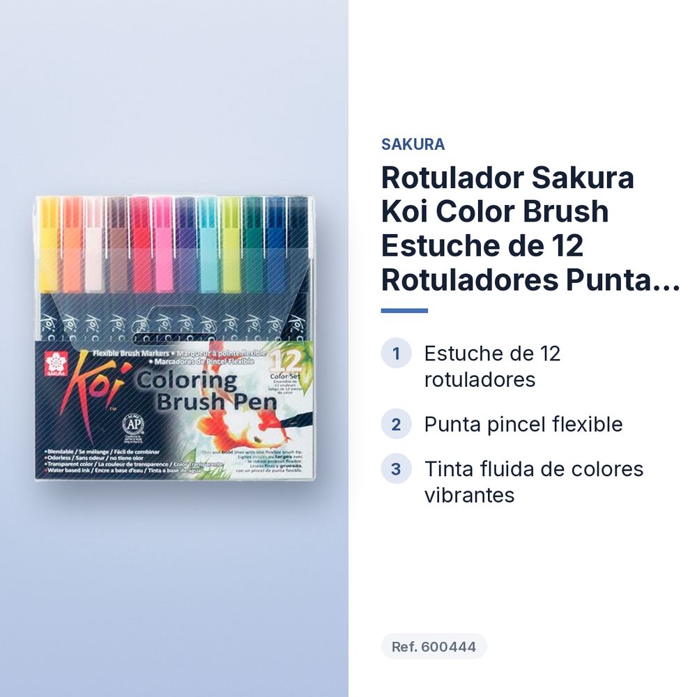ROTULADOR SAKURA KOI COLOR BRUSH ESTUCHE DE 12 ROTULADORES PUNTA PINCEL - características principales
