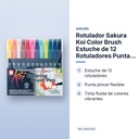 ROTULADOR SAKURA KOI COLOR BRUSH ESTUCHE DE 12 ROTULADORES PUNTA PINCEL - características principales