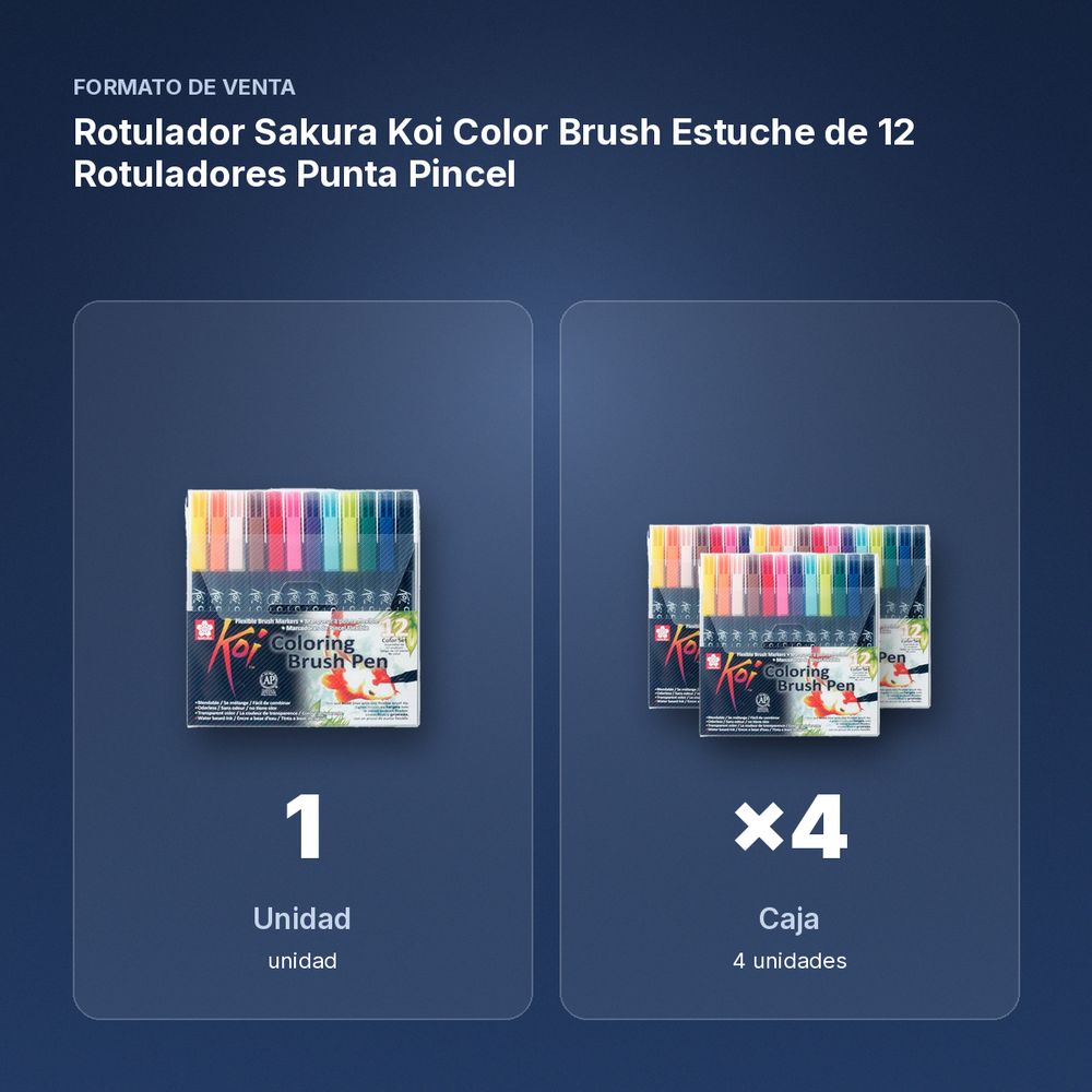 ROTULADOR SAKURA KOI COLOR BRUSH ESTUCHE DE 12 ROTULADORES PUNTA PINCEL - formato de venta: caja de 4