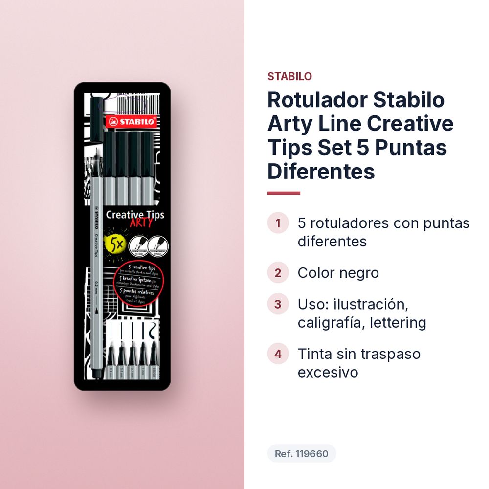 ROTULADOR STABILO ARTY LINE CREATIVE TIPS SET 5 PUNTAS DIFERENTES - características principales