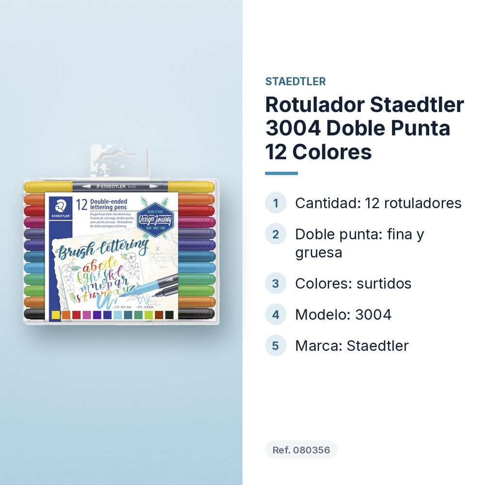 ROTULADOR STAEDTLER 3004 DOBLE PUNTA 12 COLORES - características principales