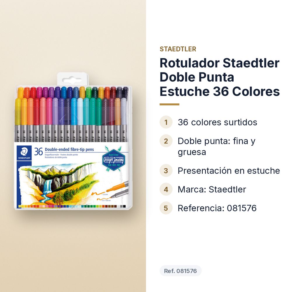 ROTULADOR STAEDTLER DOBLE PUNTA ESTUCHE 36 COLORES - características principales