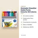ROTULADOR STAEDTLER DOBLE PUNTA ESTUCHE 36 COLORES - características principales