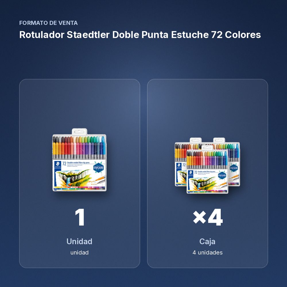 ROTULADOR STAEDTLER DOBLE PUNTA ESTUCHE 72 COLORES - formato de venta: caja de 4
