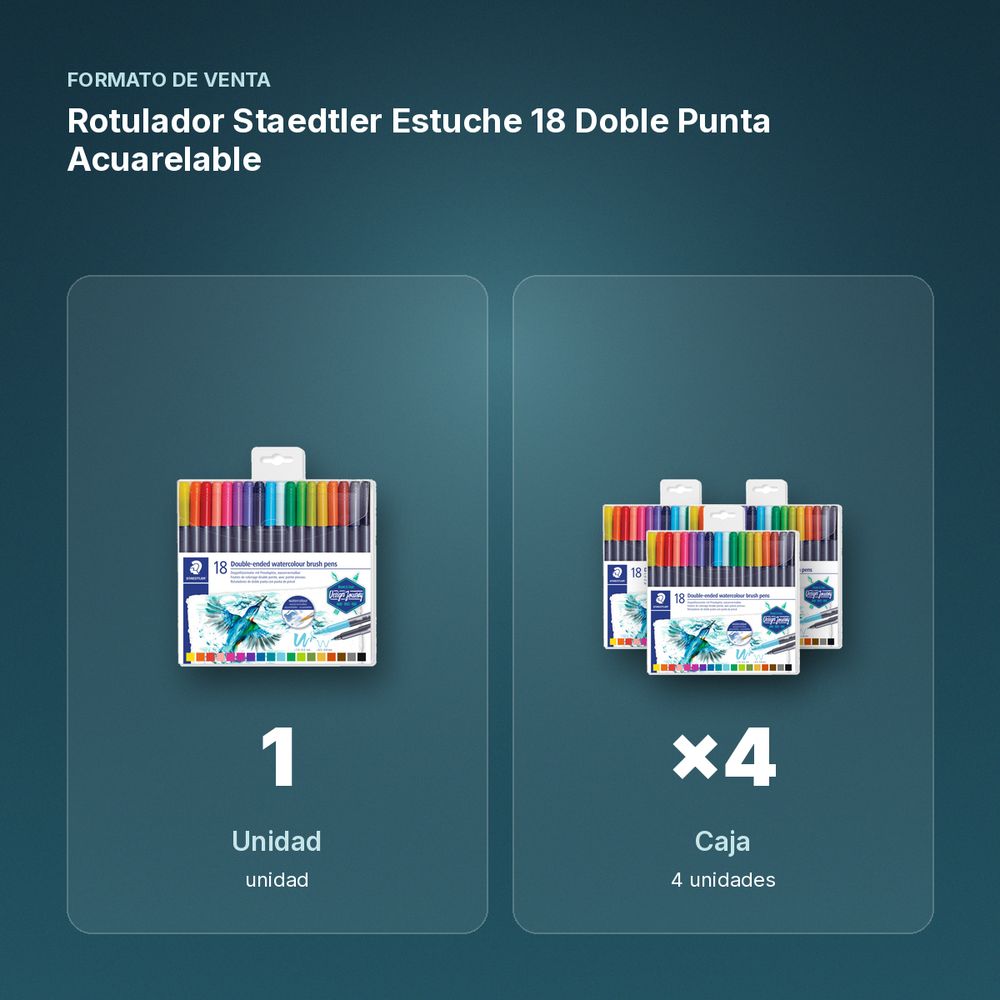 ROTULADOR STAEDTLER ESTUCHE 18  DOBLE PUNTA ACUARELABLE - formato de venta: caja de 4