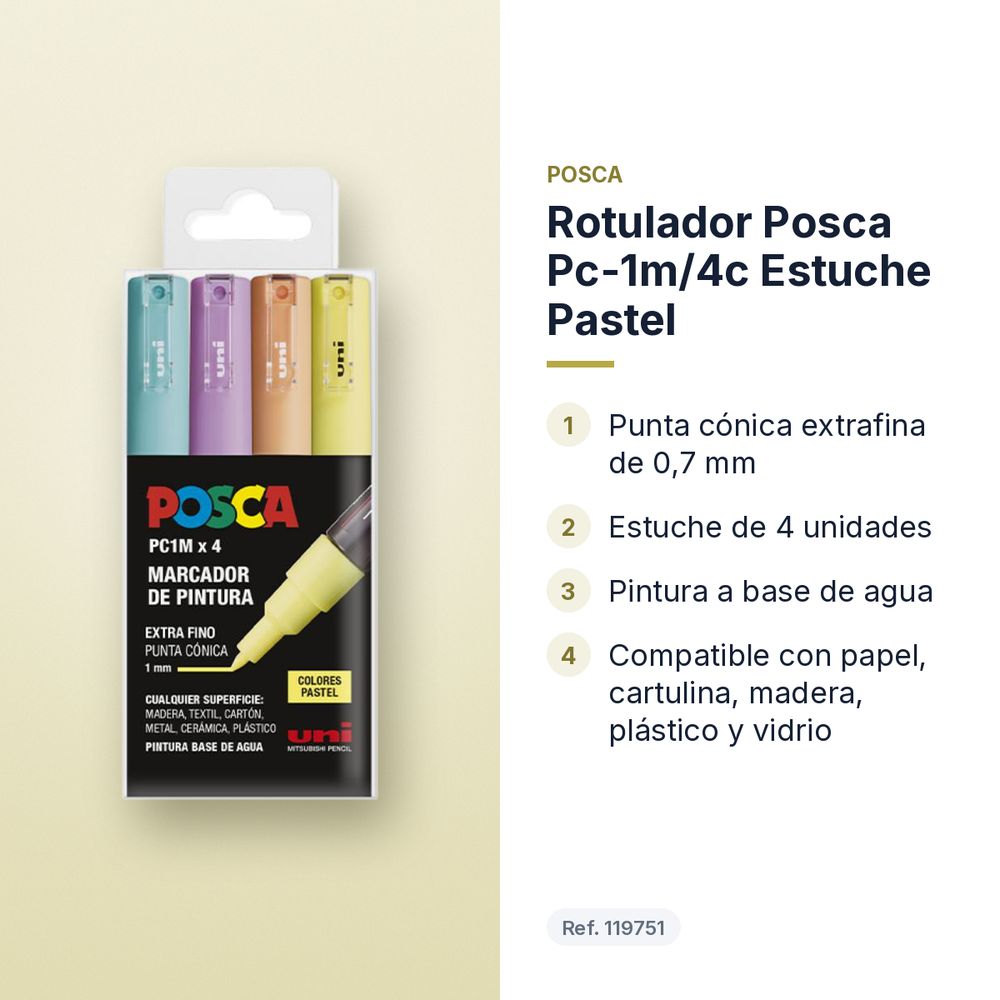 ROTULADOR POSCA PC-1M/4C ESTUCHE PASTEL  - características principales