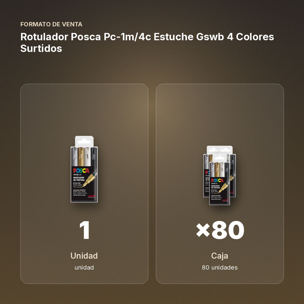 ROTULADOR POSCA PC-1M/4C ESTUCHE GSWB 4 COLORES SURTIDOS - formato de venta: caja de 80