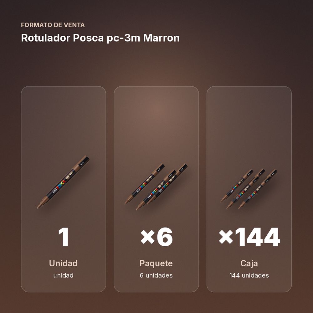 ROTULADOR POSCA PC-3M MARRON - formato de venta: paquete de 6, caja de 144, palé de 576
