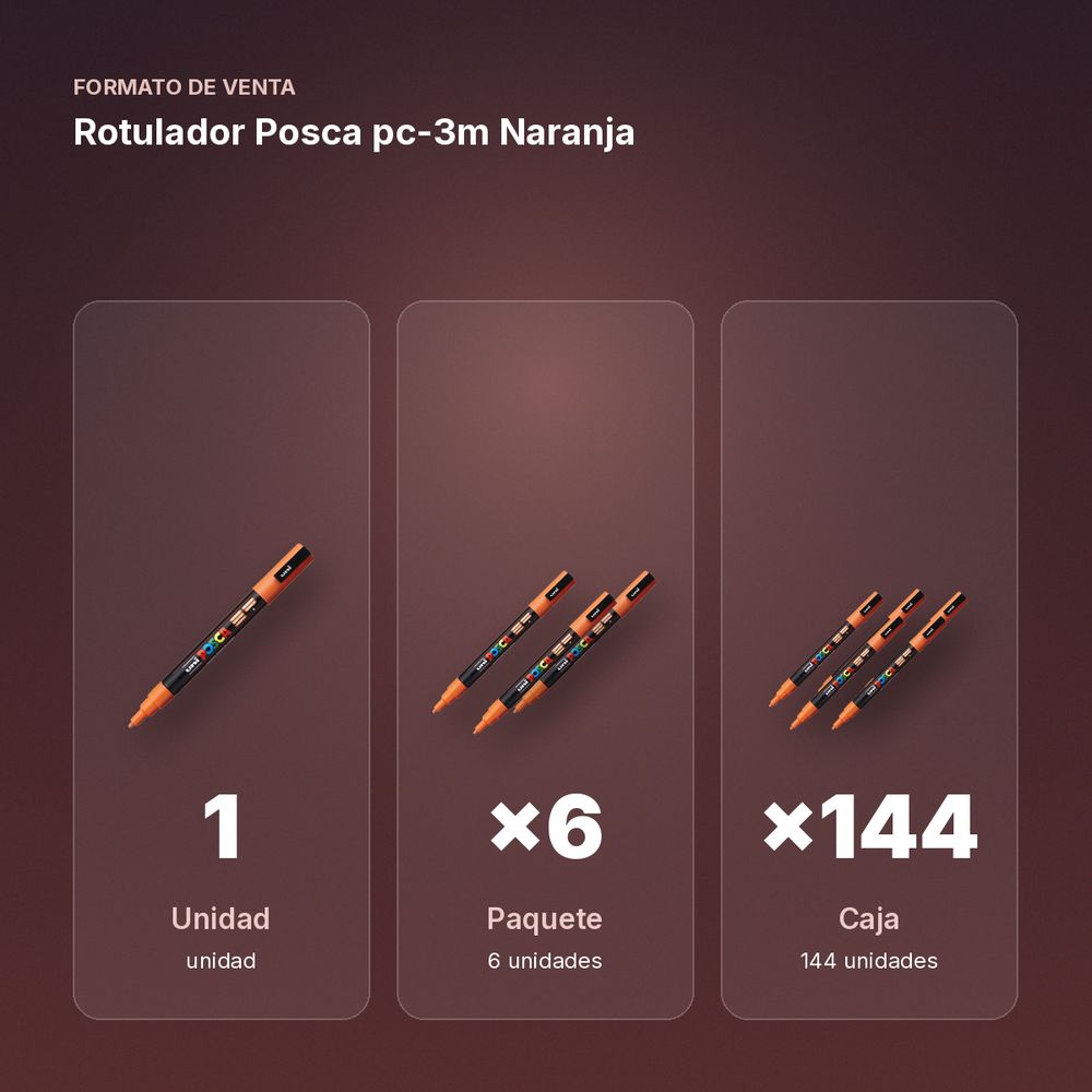 ROTULADOR POSCA PC-3M NARANJA - formato de venta: paquete de 6, caja de 144, palé de 576