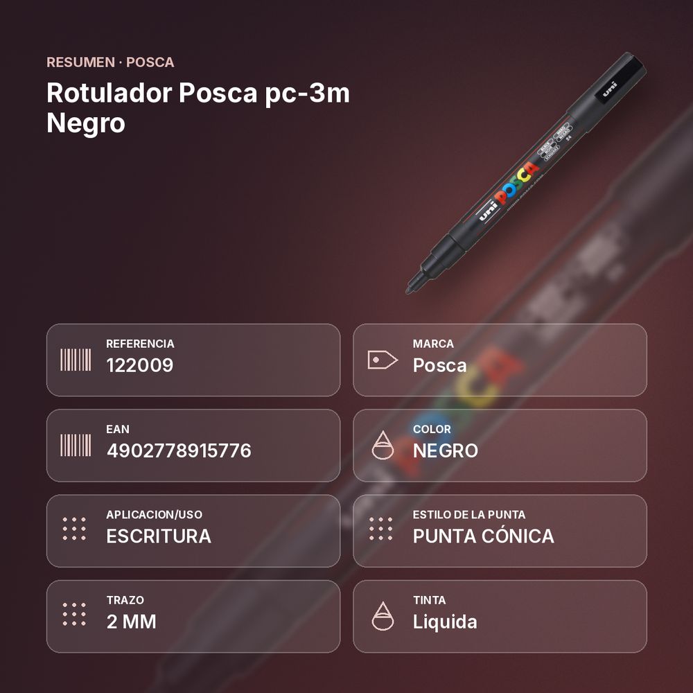 ROTULADOR POSCA PC-3M NEGRO - resumen de atributos