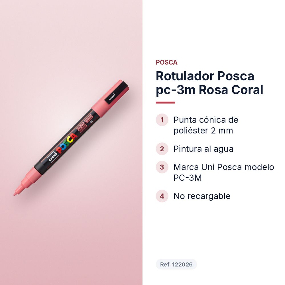 ROTULADOR POSCA PC-3M ROSA CORAL - características principales
