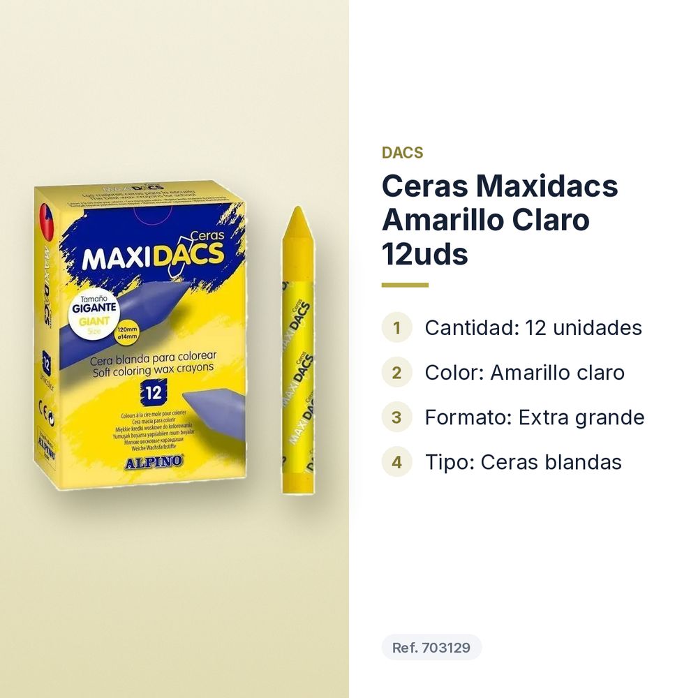 CERAS MAXIDACS AMARILLO CLARO 12UDS - características principales