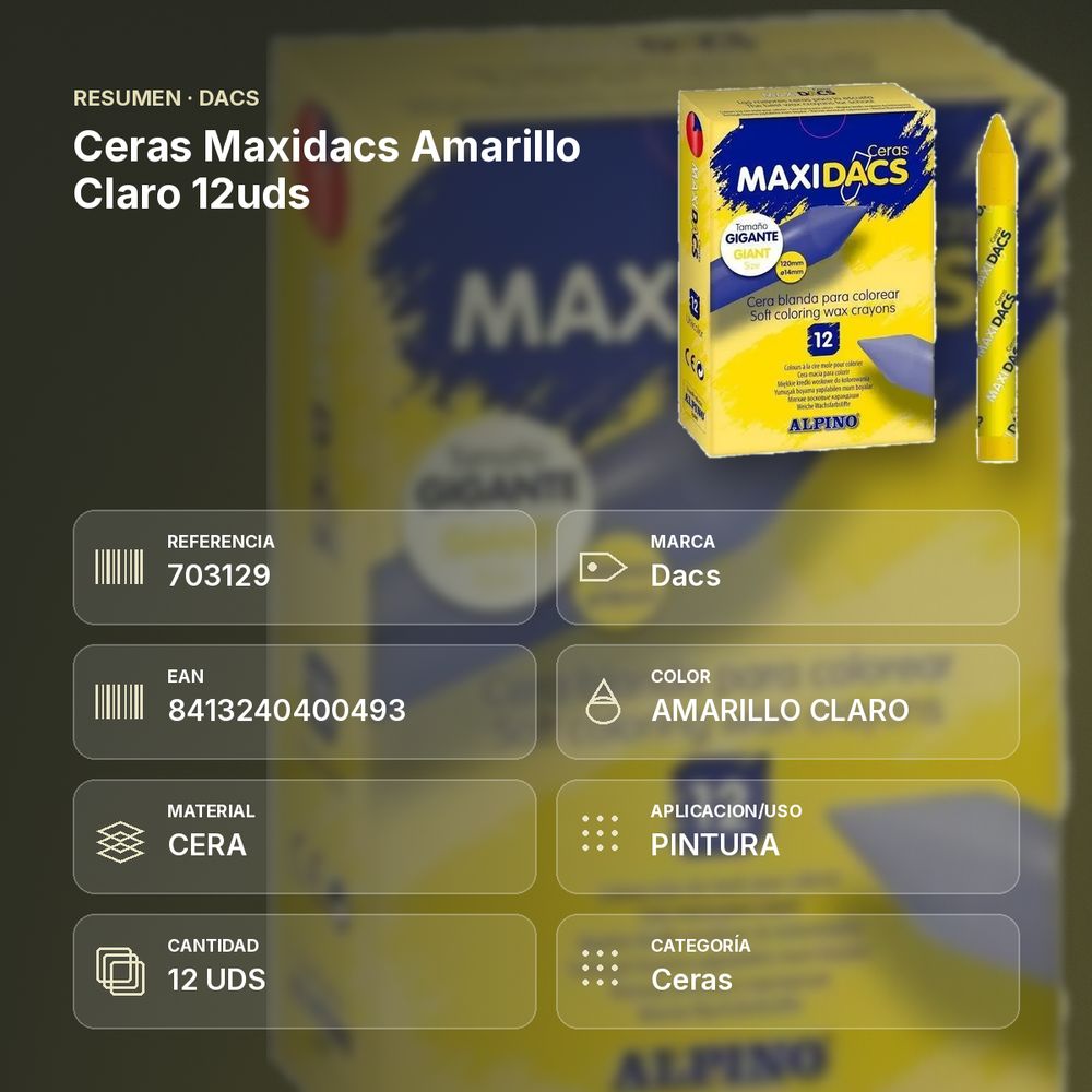CERAS MAXIDACS AMARILLO CLARO 12UDS - resumen de atributos