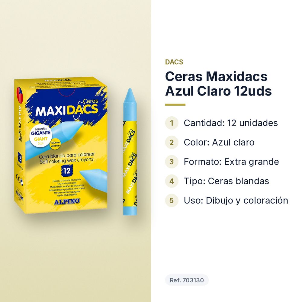 CERAS MAXIDACS AZUL CLARO 12UDS - características principales