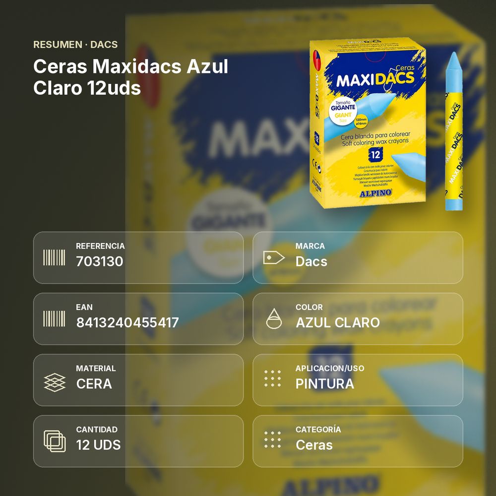CERAS MAXIDACS AZUL CLARO 12UDS - resumen de atributos