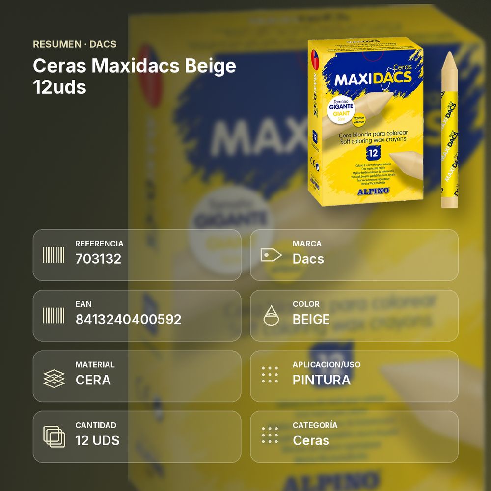 CERAS MAXIDACS BEIGE 12UDS - resumen de atributos