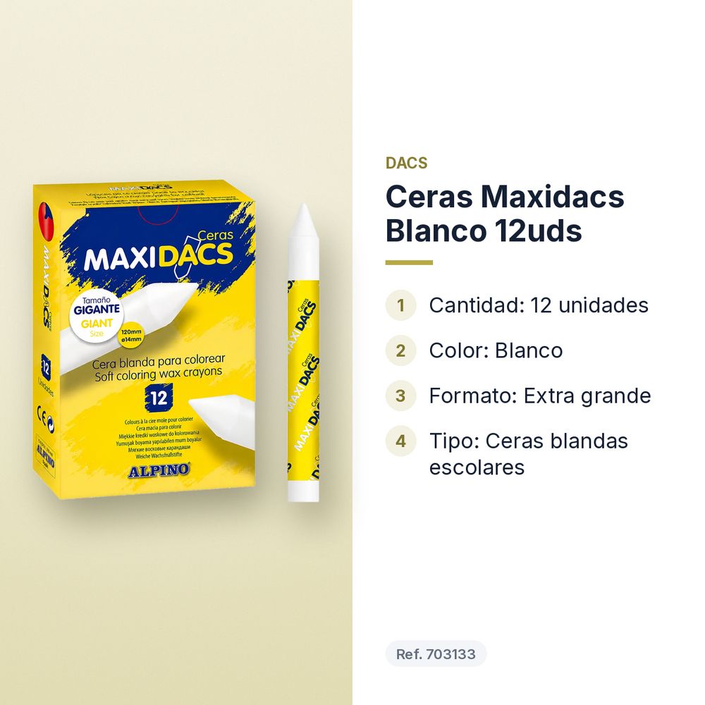 CERAS MAXIDACS BLANCO 12UDS - características principales