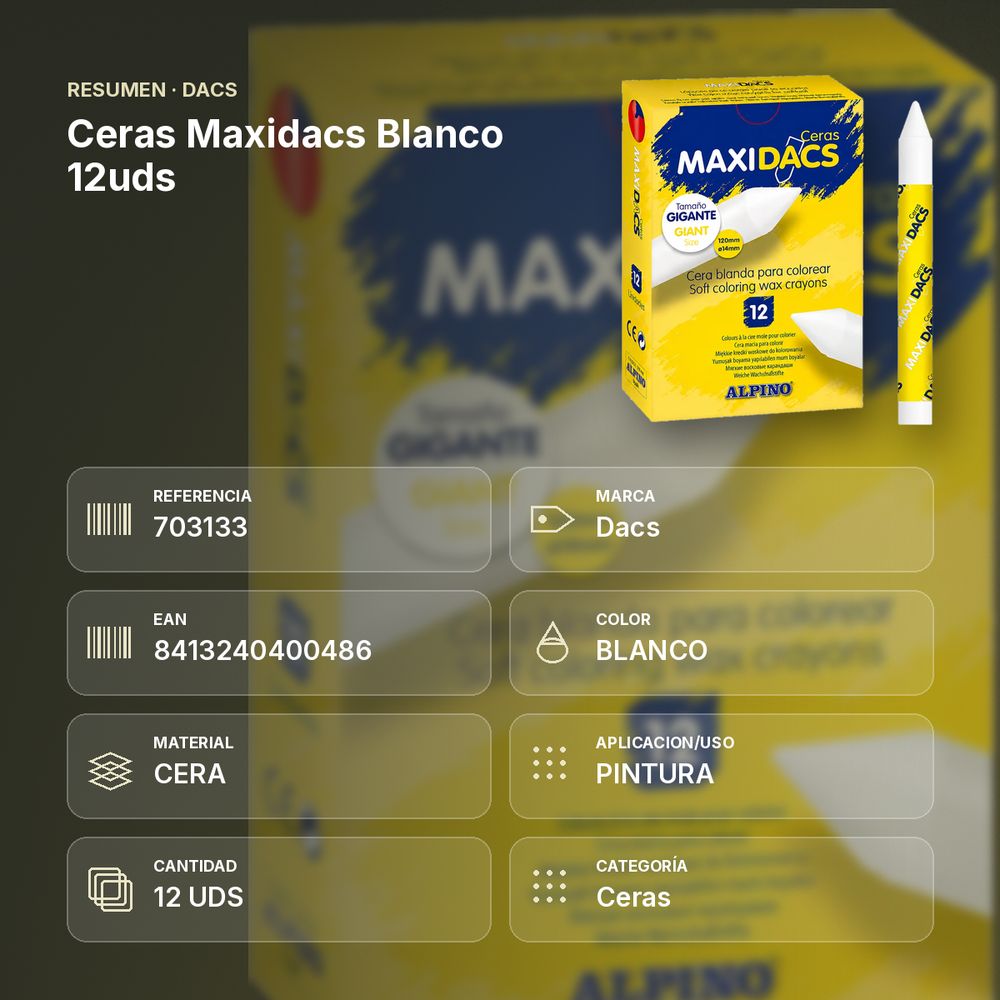 CERAS MAXIDACS BLANCO 12UDS - resumen de atributos