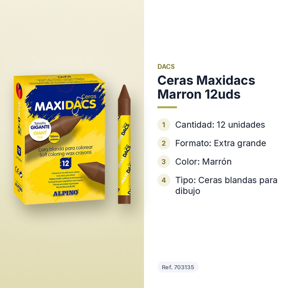 CERAS MAXIDACS MARRON 12UDS - características principales