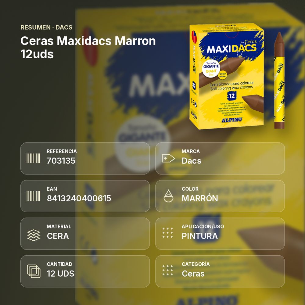 CERAS MAXIDACS MARRON 12UDS - resumen de atributos