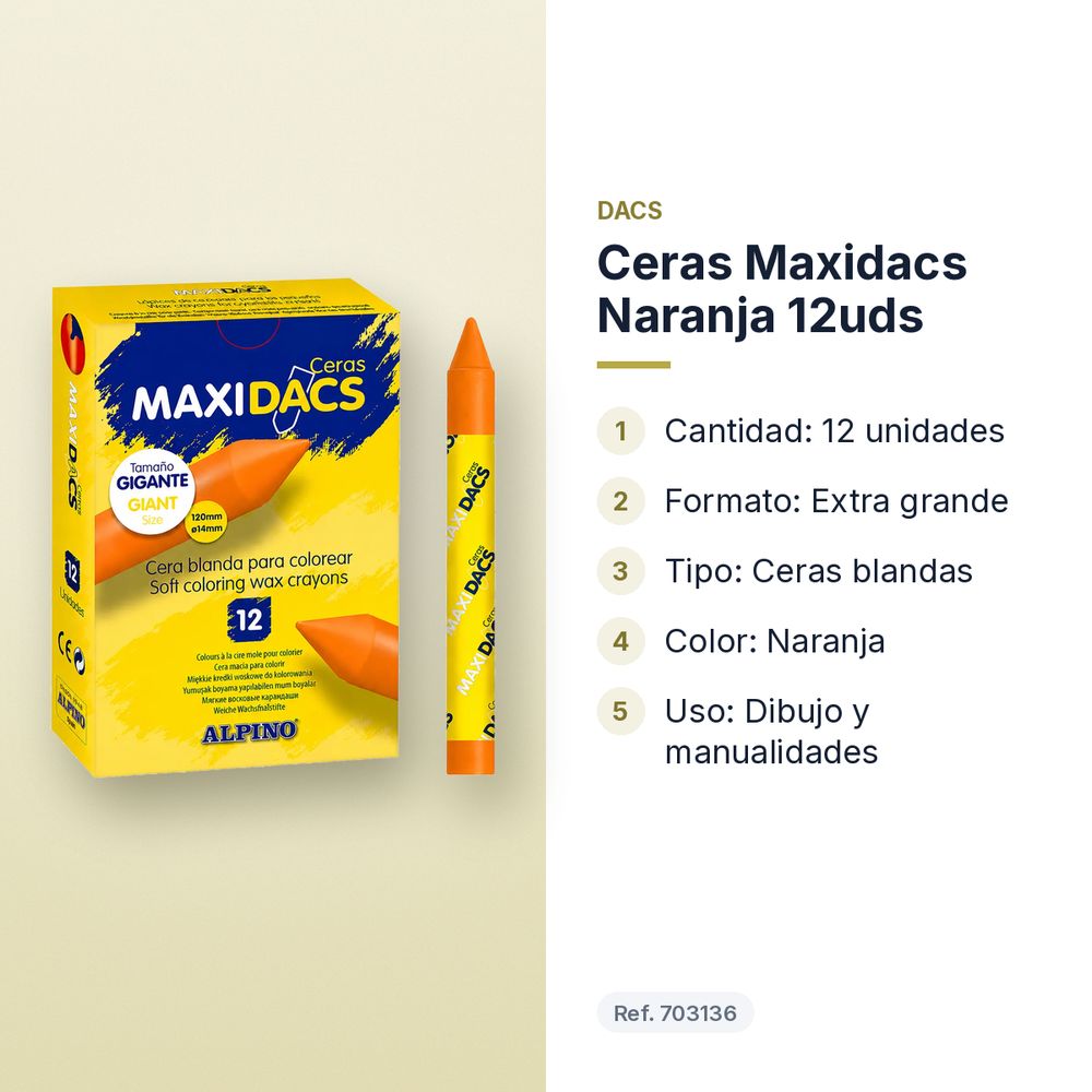 CERAS MAXIDACS NARANJA 12UDS - características principales