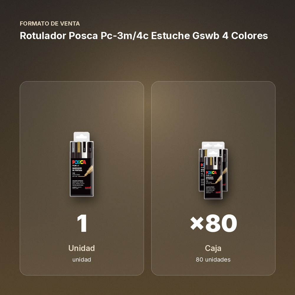 ROTULADOR POSCA PC-3M/4C ESTUCHE GSWB 4 COLORES - formato de venta: caja de 80