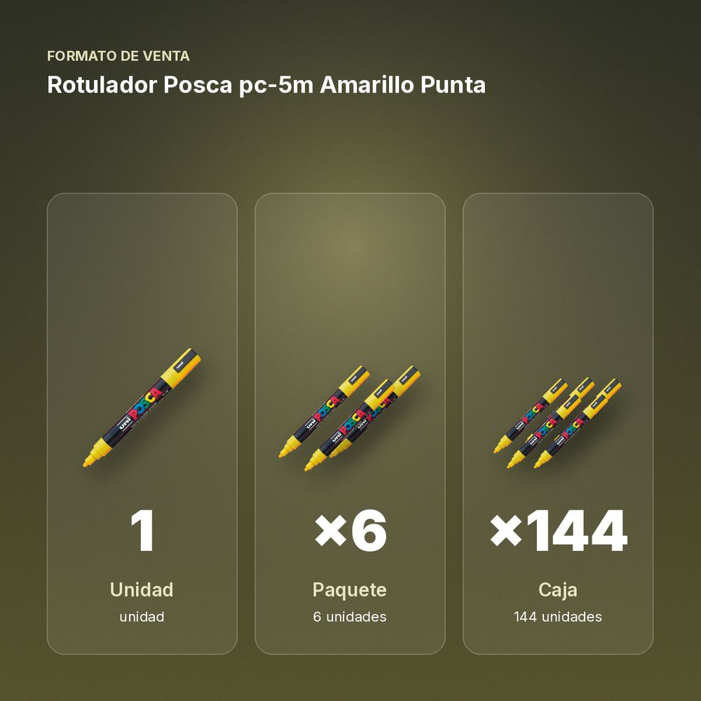 ROTULADOR POSCA PC-5M AMARILLO PUNTA  - formato de venta: paquete de 6, caja de 144, palé de 288