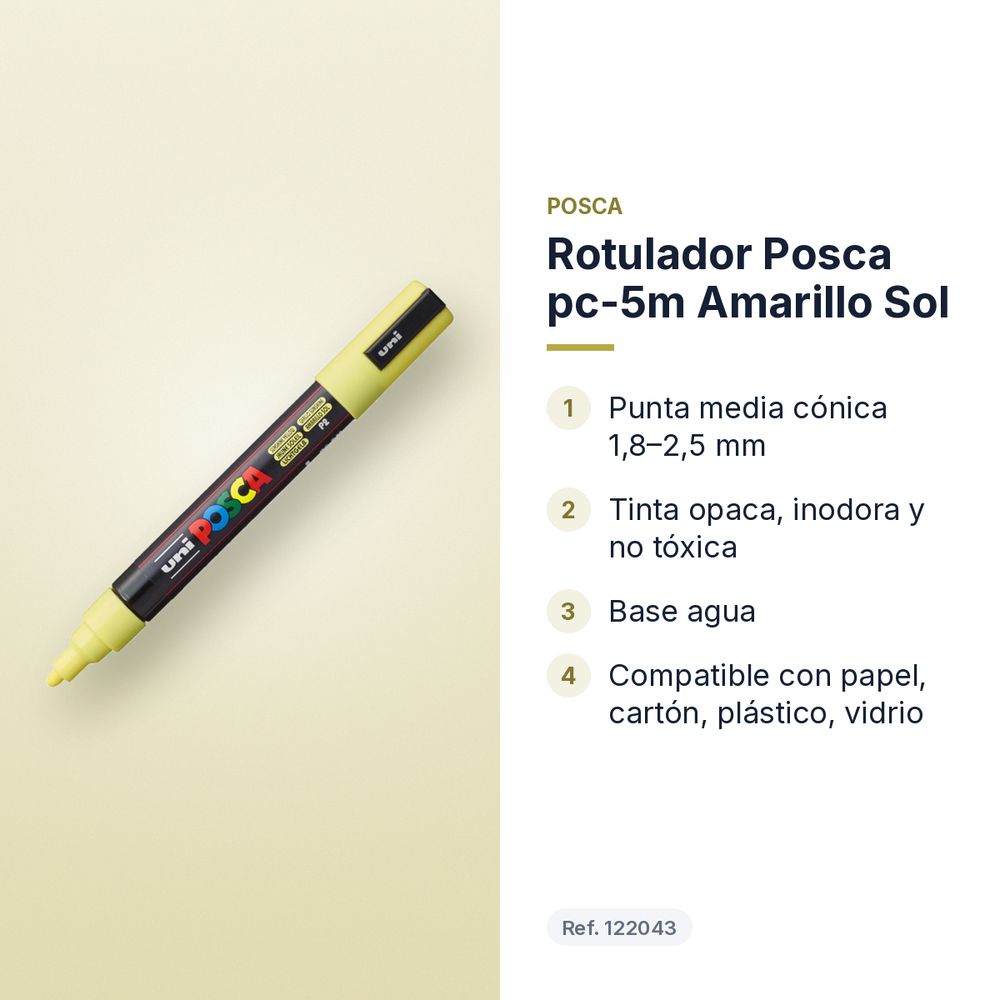 ROTULADOR POSCA PC-5M AMARILLO SOL - características principales