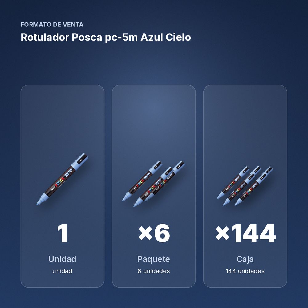 ROTULADOR POSCA PC-5M AZUL CIELO - formato de venta: paquete de 6, caja de 144, palé de 288
