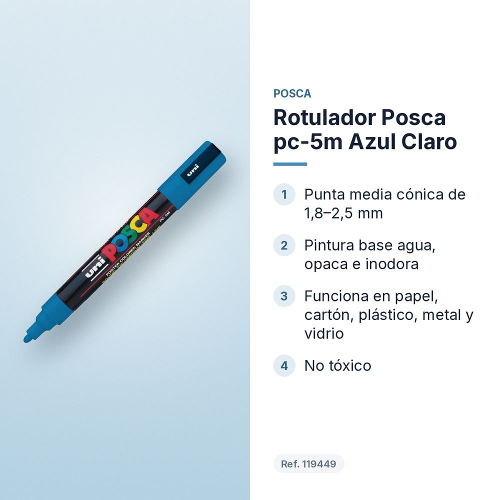 ROTULADOR POSCA PC-5M AZUL CLARO - características principales