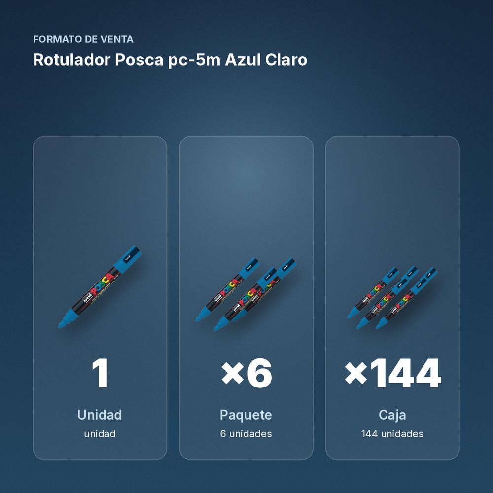ROTULADOR POSCA PC-5M AZUL CLARO - formato de venta: paquete de 6, caja de 144, palé de 288