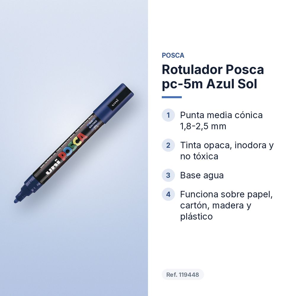 ROTULADOR POSCA PC-5M AZUL SOL - características principales