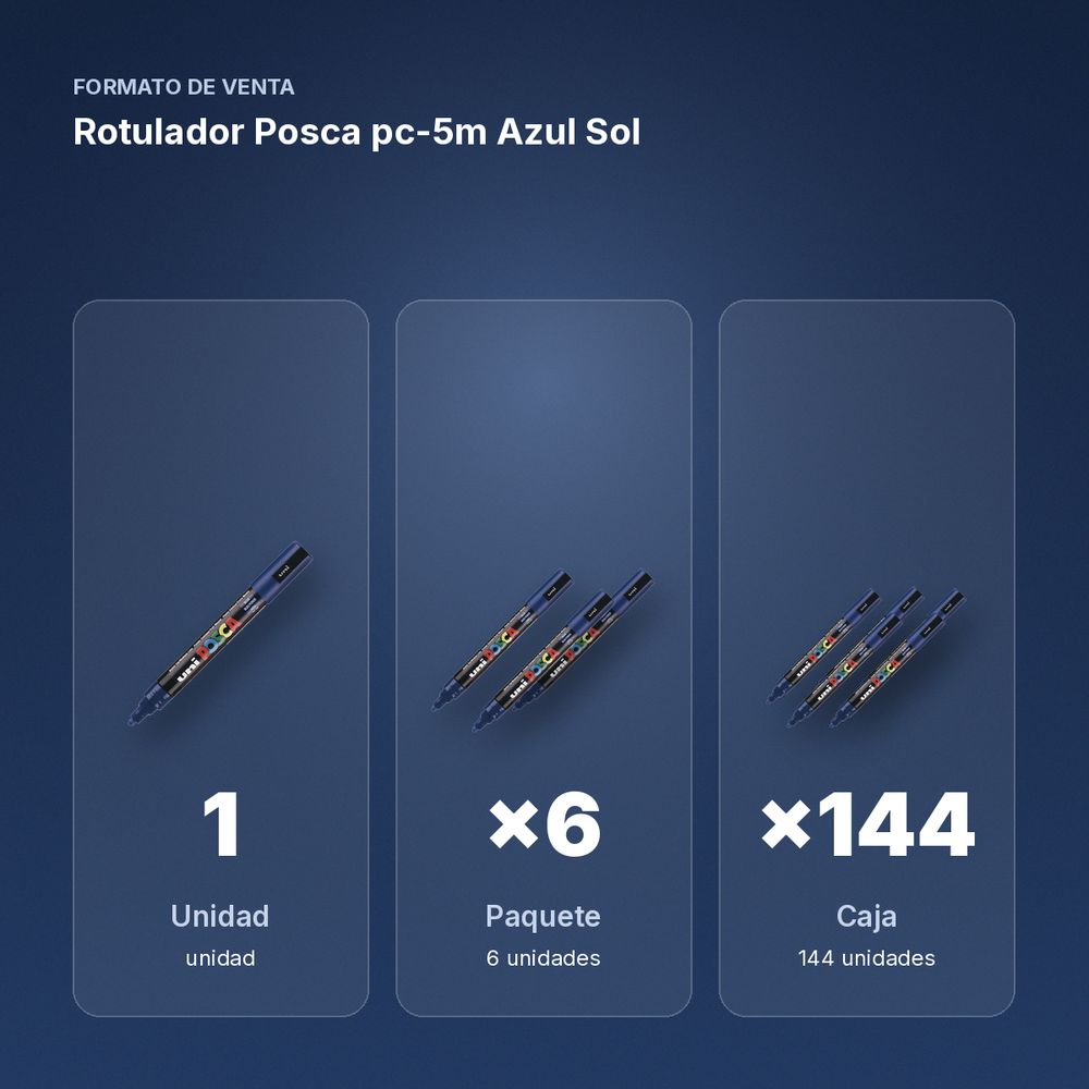 ROTULADOR POSCA PC-5M AZUL SOL - formato de venta: paquete de 6, caja de 144, palé de 288