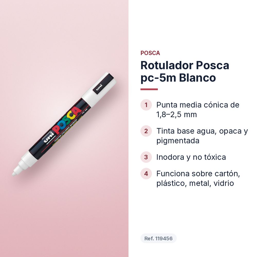 ROTULADOR POSCA PC-5M BLANCO  - características principales