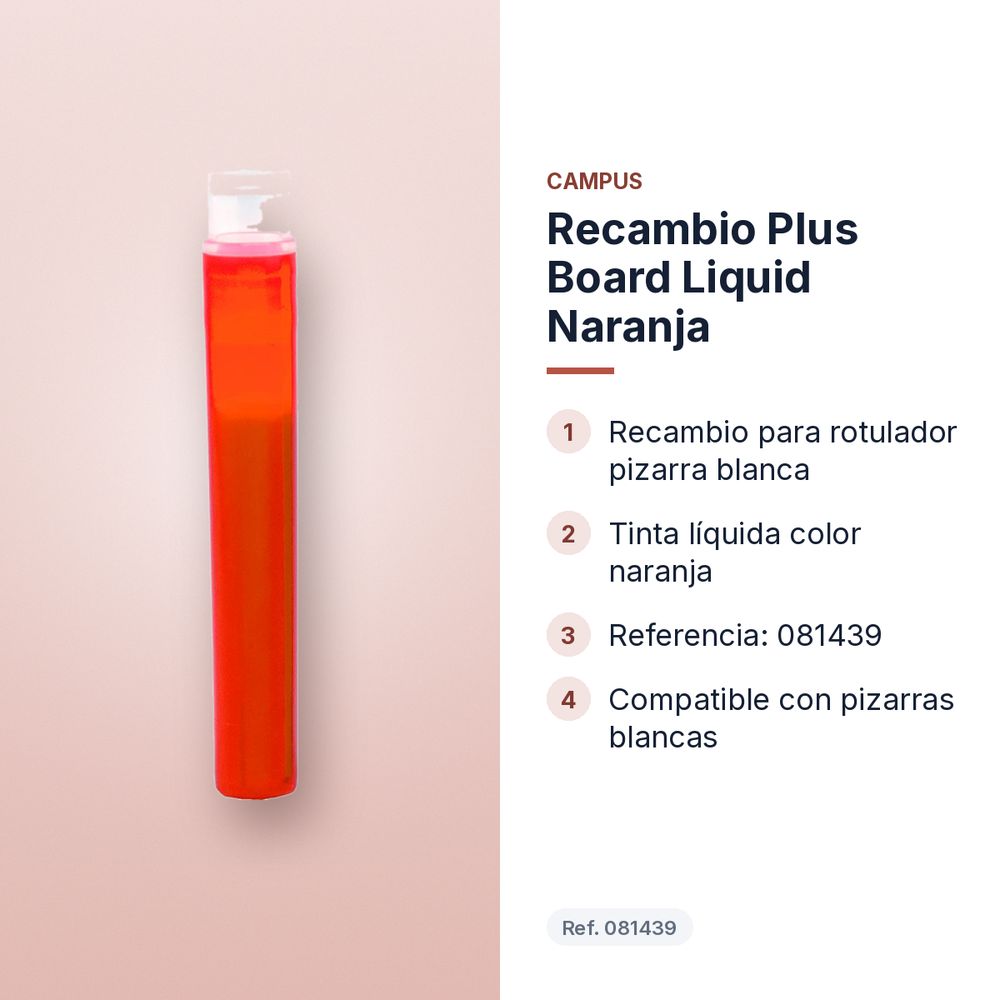 RECAMBIO PLUS BOARD LIQUID NARANJA - características principales