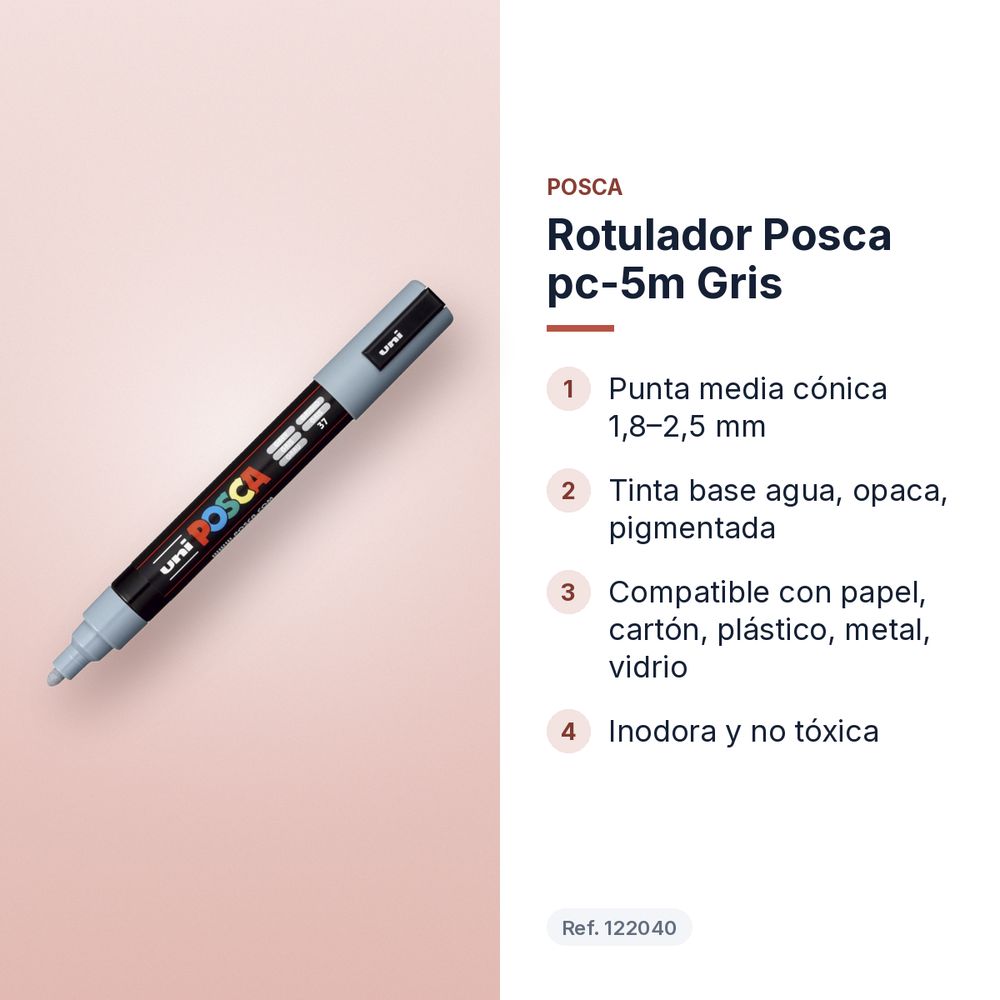 ROTULADOR POSCA PC-5M GRIS - características principales