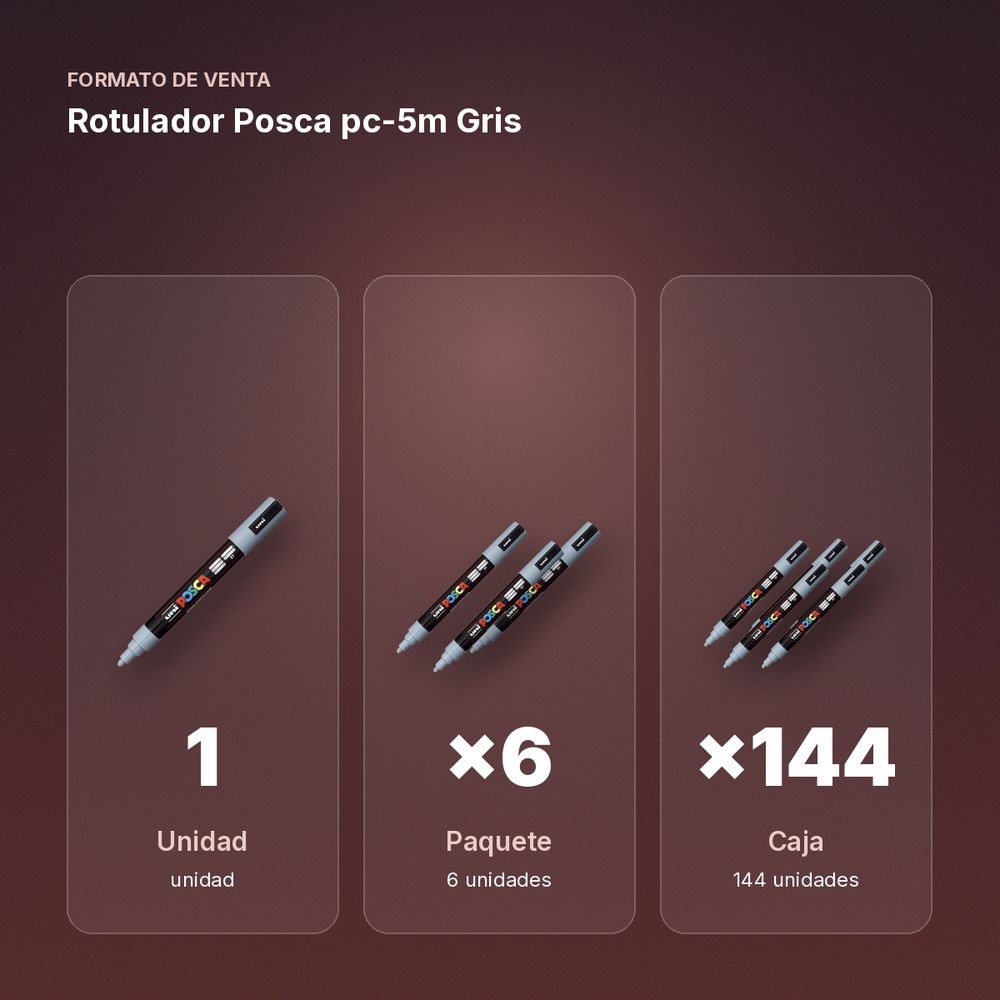 ROTULADOR POSCA PC-5M GRIS - formato de venta: paquete de 6, caja de 144, palé de 288