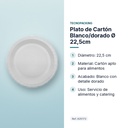 PLATO DE CARTÓN BLANCO/DORADO Ø 22,5CM - características principales