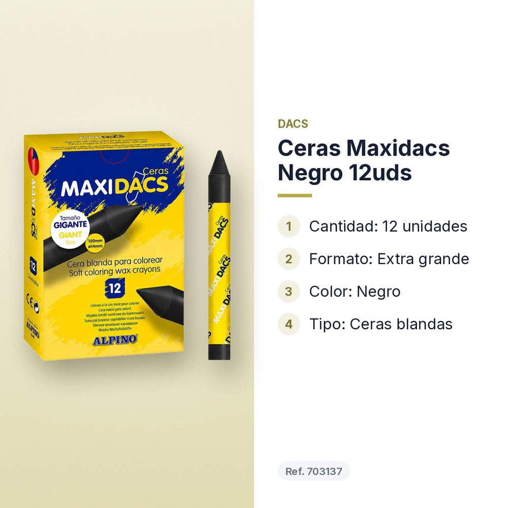 CERAS MAXIDACS NEGRO 12UDS - características principales