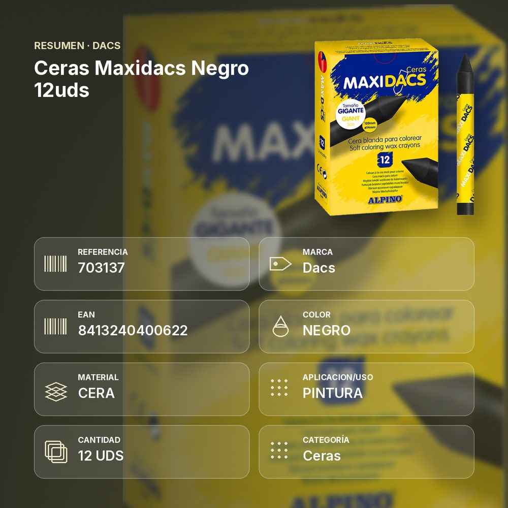 CERAS MAXIDACS NEGRO 12UDS - resumen de atributos