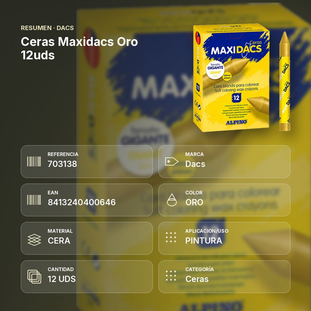 CERAS MAXIDACS ORO 12UDS - resumen de atributos