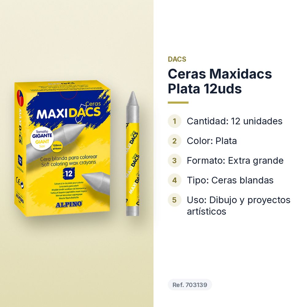 CERAS MAXIDACS PLATA 12UDS - características principales