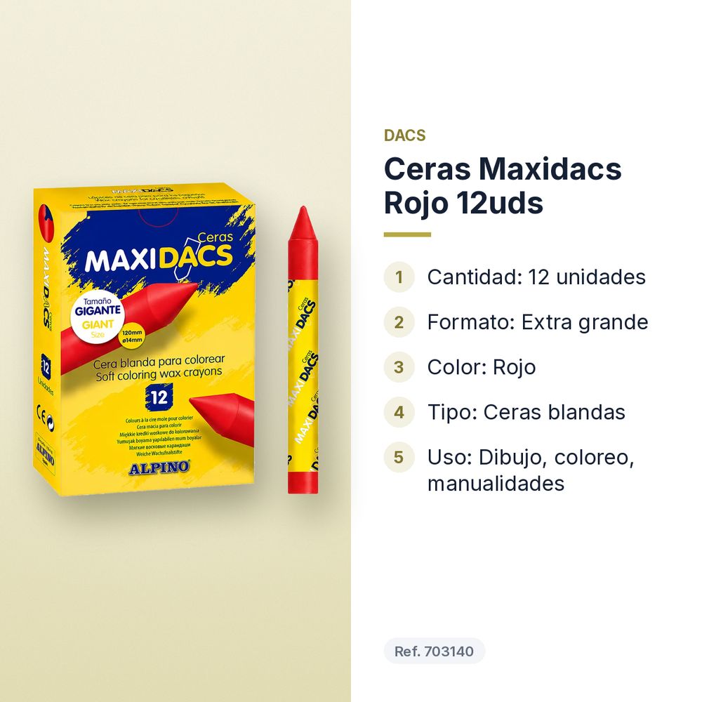 CERAS MAXIDACS ROJO 12UDS - características principales
