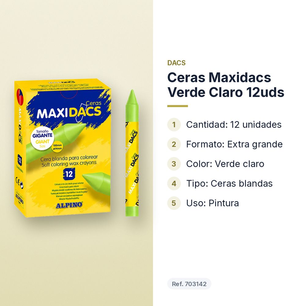 CERAS MAXIDACS VERDE CLARO 12UDS - características principales